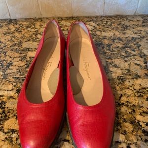 SOLD locally.  Ferragamo Red Leather flats shoes 9.5AAA